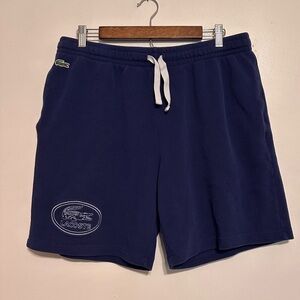Lacoste Pique Cotton Logo Embroidered Athletic Drawstring Short size XL Navy